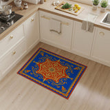 Royal Blue Persian Medallion Rug with Red Center