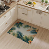 Tropical Palm Fronds Hibiscus Area Rug