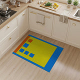 Vibrant Yellow Geometric Area Rug with Blue Borders
