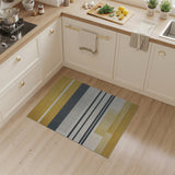 Gold Grey Geometric Striped Area Rug