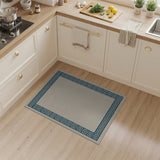 Navy Greek Key Border Beige Area Rug