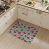 Red Green Oval Leaf Frond Rug