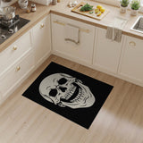 Black and White Grinning Skull Black White Area Rug