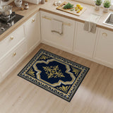 Navy Blue Gold Ornate Medallion Area Rug