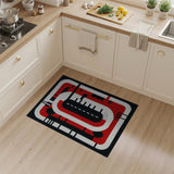 ODIKA Modern Abstract Washable Red & Black Geometric Area Rug - Non-Slip & Low Pile