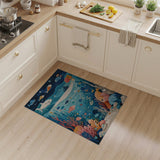 Whimsical Underwater Fish Shark Kids Area Rug