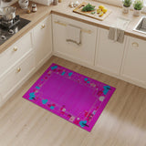 Whimsical Pink Pixel Village Kids Rug