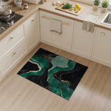 Emerald Green Gold Abstract Flow Area Rug