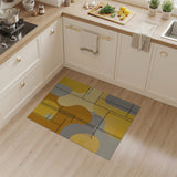 ODIKA Washable Abstract Geometric Area Rug - Mustard Yellow & Grey Modern Low Pile Non-Slip Carpet