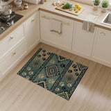 Teal Southwestern Paw Print Area Rug