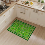 Vibrant Green Daisy Bee Floral Area Rug