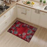 Bold Red Geometric Circles Area Rug