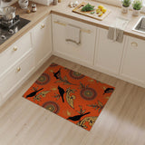 Vibrant Orange Tribal Birds Mandala Rug
