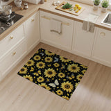 Sunflower Butterfly Black Area Rug