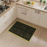 Black Gold Wavy Grid Geometric Rug