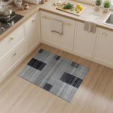 Modern Grey Black Geometric Striped Area Rug