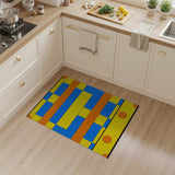 Vibrant Geometric Block Area Rug in Blue Yellow Orange