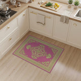 Pink Pink Gold Ornate Baroque Area Rug
