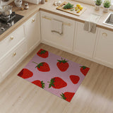 Fruit Pattern Pink Whimsical Strawberry Pink Area Rug
