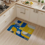 Abstract Geometric Blue Yellow Area Rug