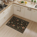 Black Persian Floral Area Rug with Vibrant Blooms
