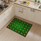 Floral Vintage Emerald Green Golden Shamrock Area Rug