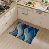 Layered Waves Blue Abstract Area Rug