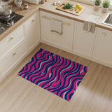 Vibrant Pink Navy Wave Abstract Area Rug