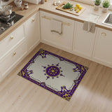 Regal Purple Fleur-de-Lis Ornate Border Rug