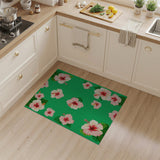 Vibrant Hibiscus Floral Green Area Rug