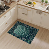 Teal Circles Waves Geometric Area Rug