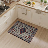 Ivory Red Blue Geometric Heritage Tribal Rug