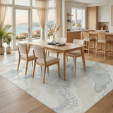 Beige and Neutral Wavy Abstract Neutral Area Rug