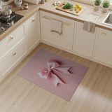 Charming Pink Satin Bow Shag Rug