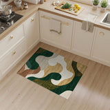 Modern Abstract Green Swirl Area Rug