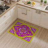 Vibrant Pink Mandala Persian Area Rug on Yellow