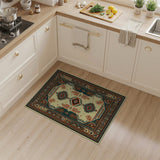 Teal Border Southwestern Diamond Motif Area Rug