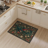 Teal Persian Rug with Roses and Birds