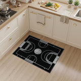 Basketball Court Black White Area Rug