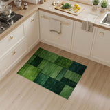 Lush Green Geometric Block Area Rug
