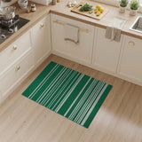 Vibrant Green White Striped Area Rug