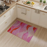 Pink Vibrant Pink Wave Abstract Area Rug