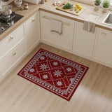 Geometric Modern Festive Red Snowflake Geometric Area Rug