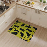 Playful Black Cats on Yellow Area Rug