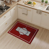Red Baseball Diamond Area Rug