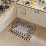 Ornate Brown Arabesque Border Area Rug