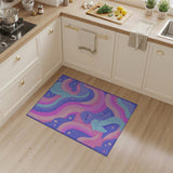 Kawaii Dolphin Wavy Rainbow Kids Area Rug