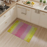 Vibrant Yellow Pink Geometric Stripe Area Rug