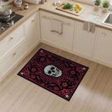 Red Ornate Gothic Skull Area Rug
