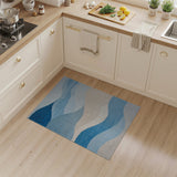Layered Blue Wave Geometric Geometric Modern Area Rug